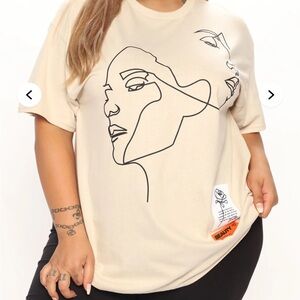 Beige Graphic Women Top